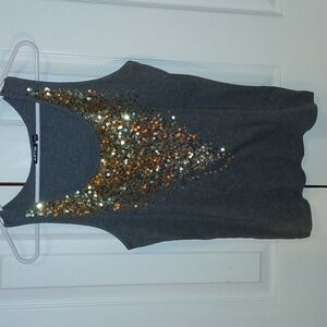APT. 9. Size L. Grey w/ iridescent sequins tank top